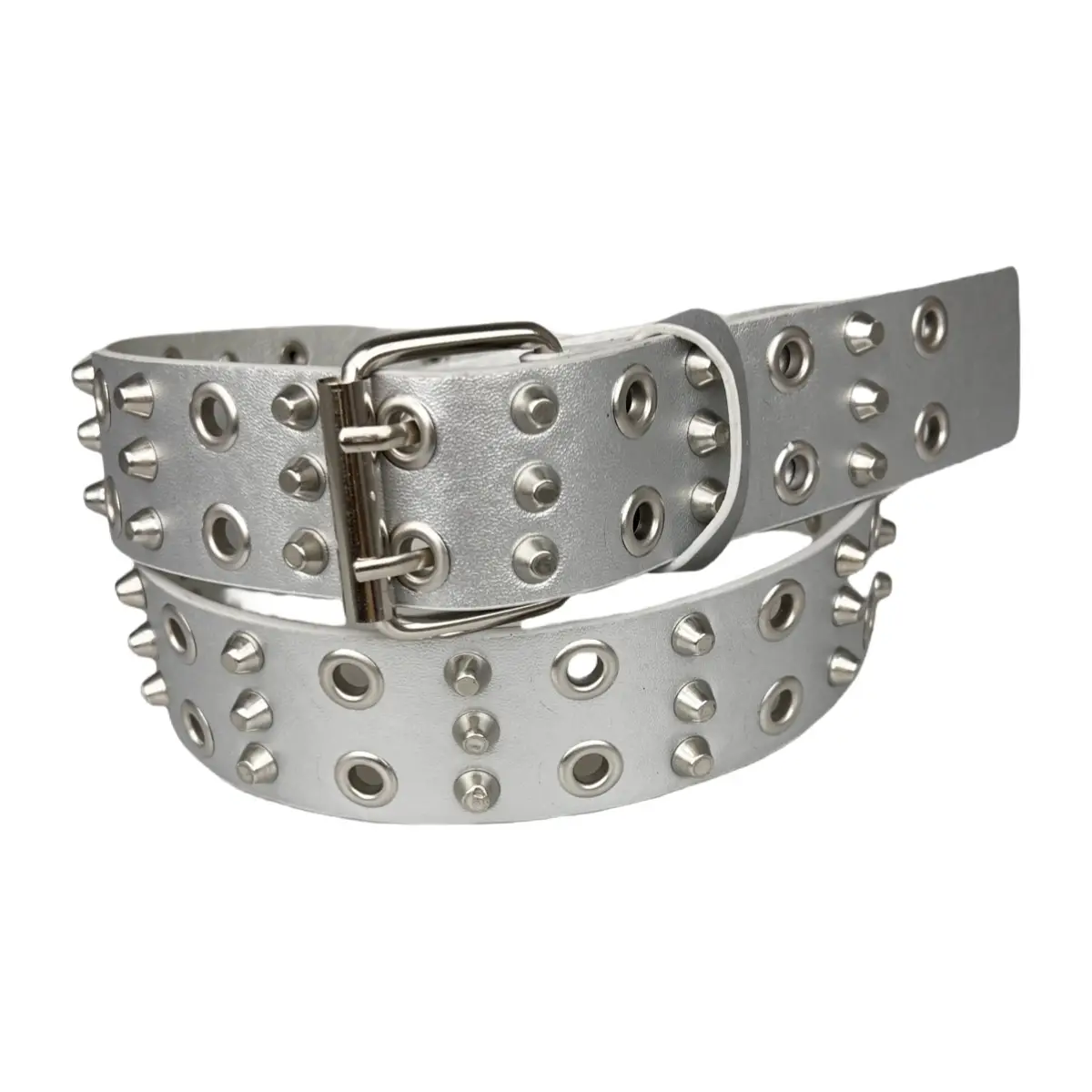 Black Rivet Belt for Men with Double Buckle — feature 3