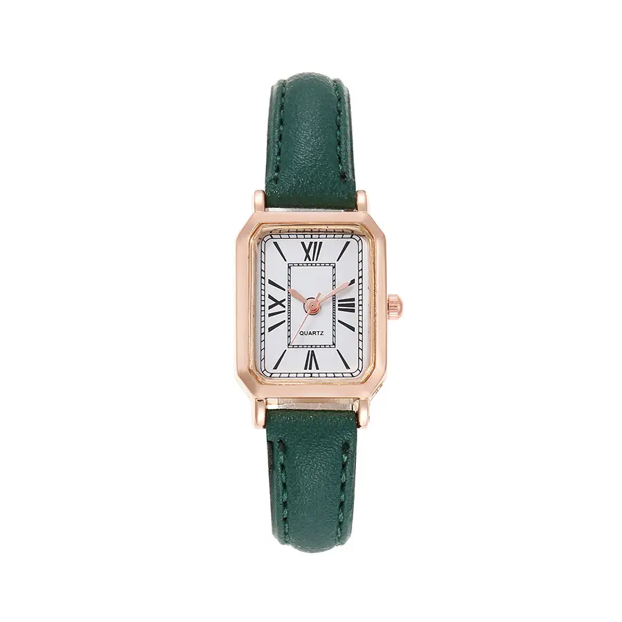 Women's Pink Leather Square Quartz Watch — feature 3