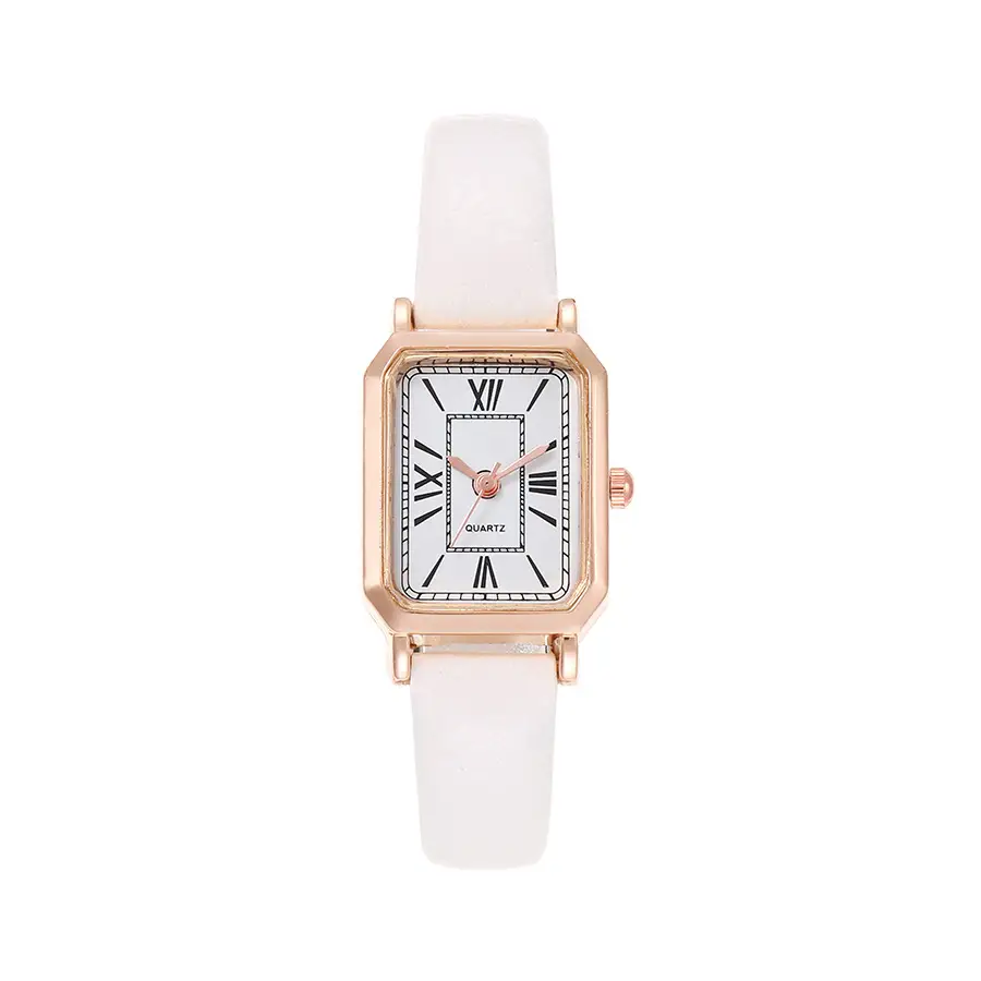 Women's Pink Leather Square Quartz Watch — feature 4