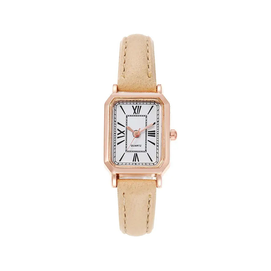 Women's Pink Leather Square Quartz Watch — feature 5