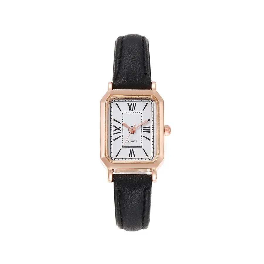 Women's Pink Leather Square Quartz Watch — feature 6