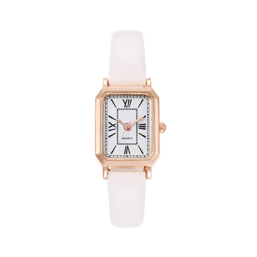 Women's Pink Leather Square Quartz Watch - Image 2