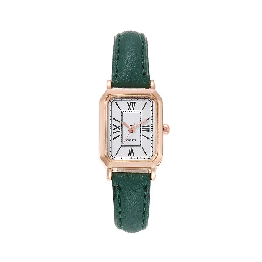 Women's Pink Leather Square Quartz Watch - Image 3