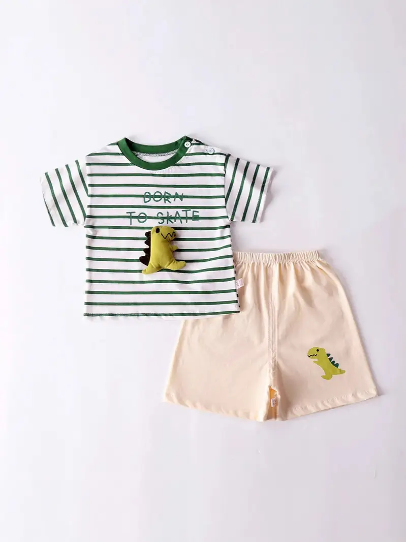 Children Cotton Striped T-Shirt Set Summer Small Medium