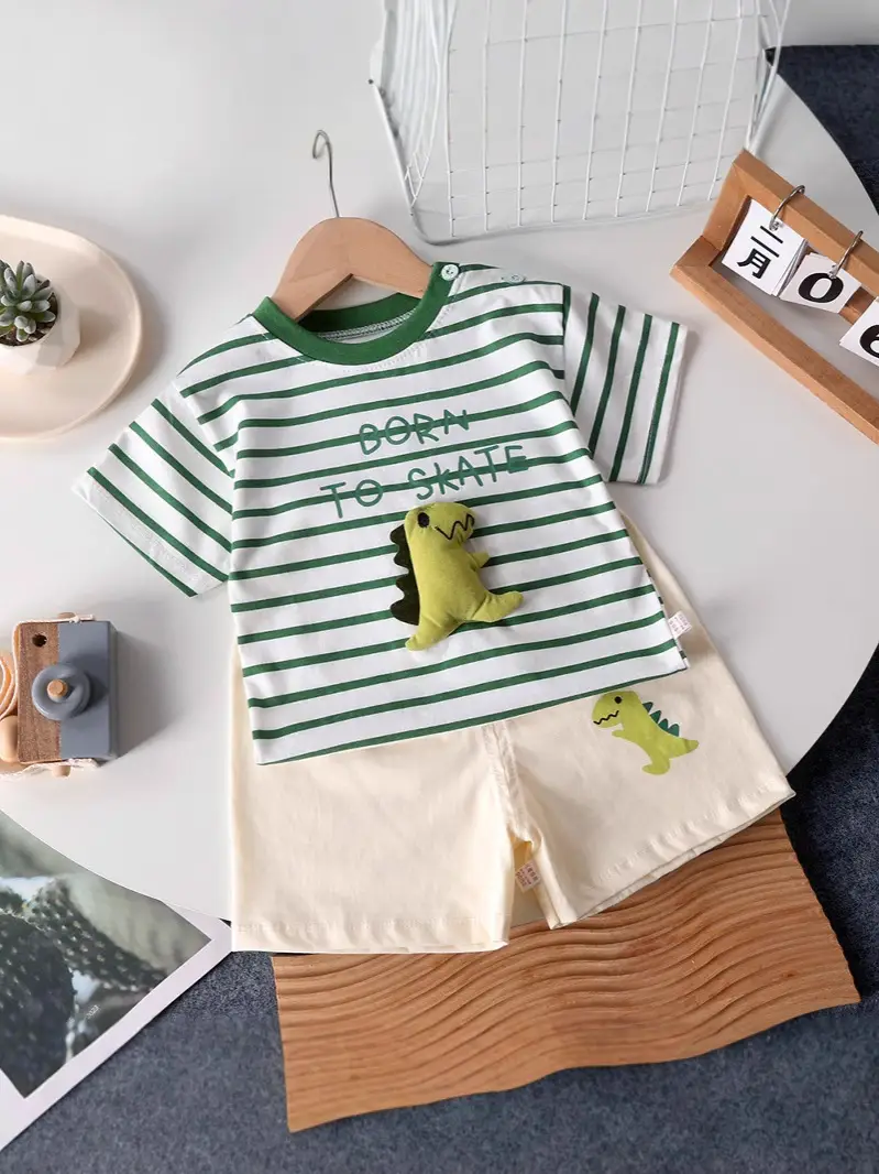 Children Cotton Striped T-Shirt Set Summer Small Medium