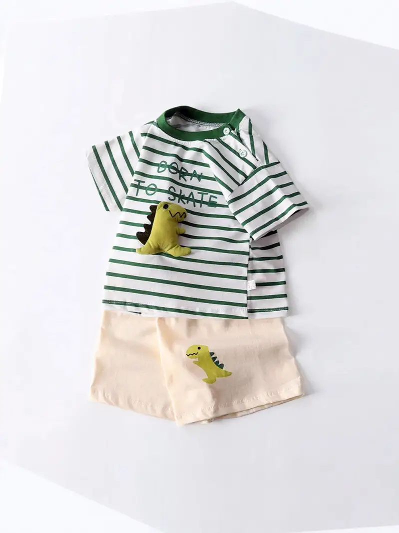 Children Cotton Striped T-Shirt Set Summer Small Medium