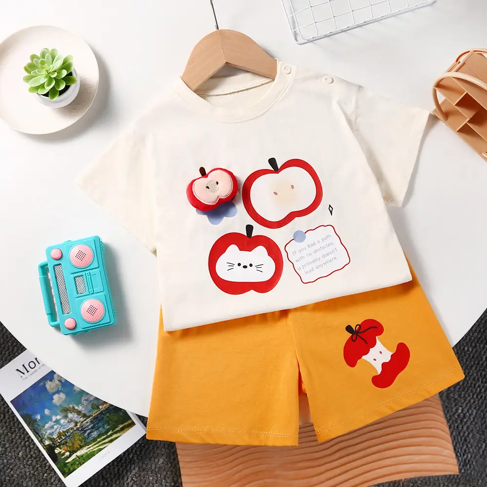 Children Cotton Striped T-Shirt Set Summer Small Medium