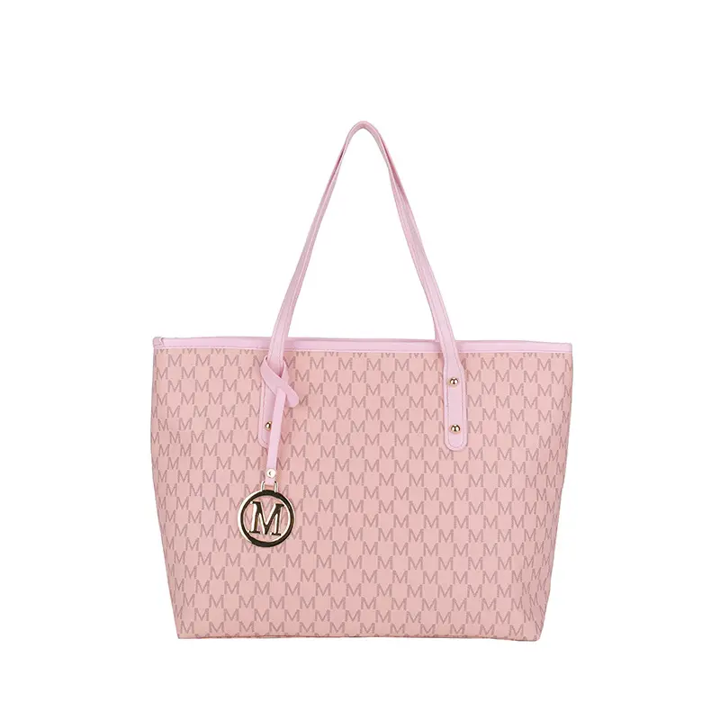 Women's Rhombus Printed Tote Bag Large Brown Leather - Image 9