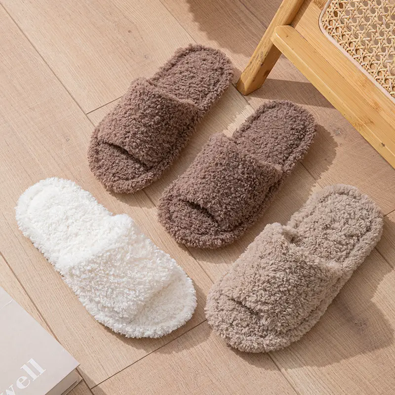 Wholesale cross-border Amazon ins curly open plush cotton slippers for men and women home Europe and the United States indoor fluffy slippers