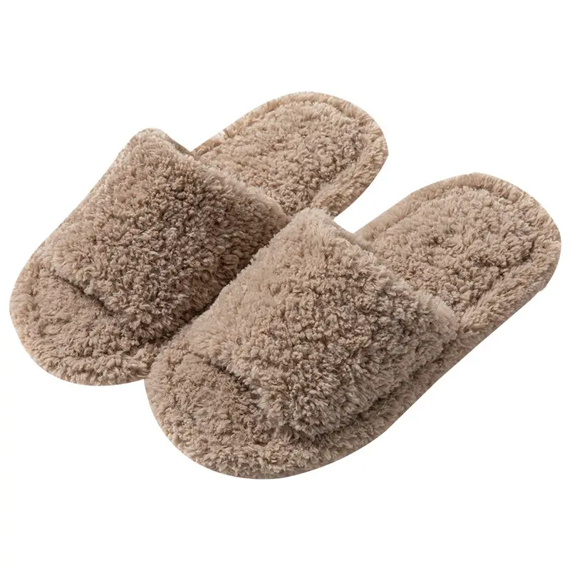 Wholesale cross-border Amazon ins curly open plush cotton slippers for men and women home Europe and the United States indoor fluffy slippers