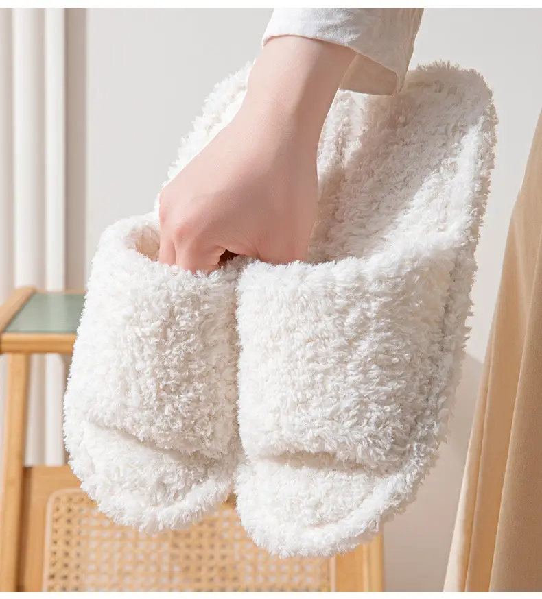 Wholesale cross-border Amazon ins curly open plush cotton slippers for men and women home Europe and the United States indoor fluffy slippers — feature 10