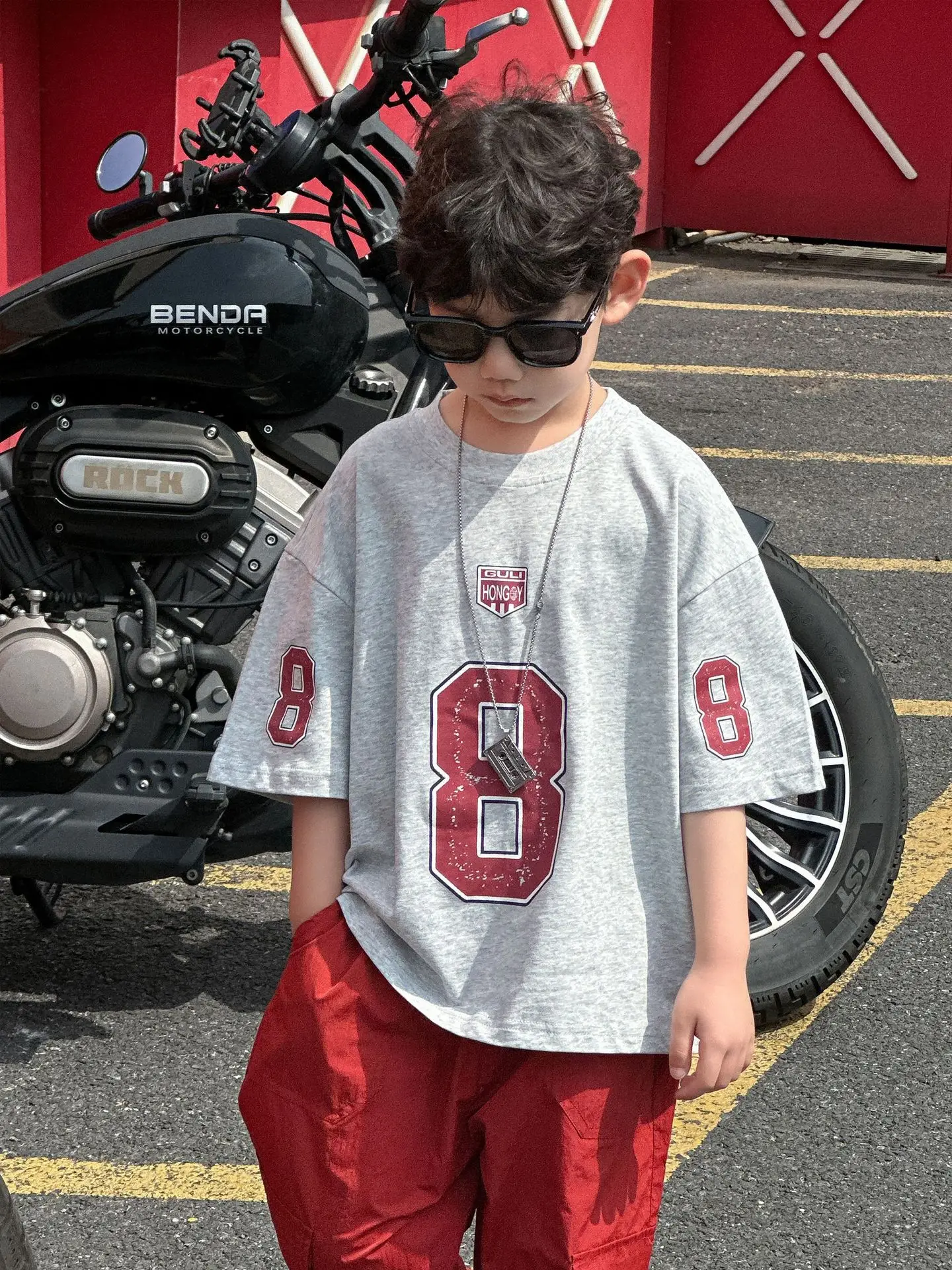 Boys Cotton T-Shirt Red 8 Design Summer Wear