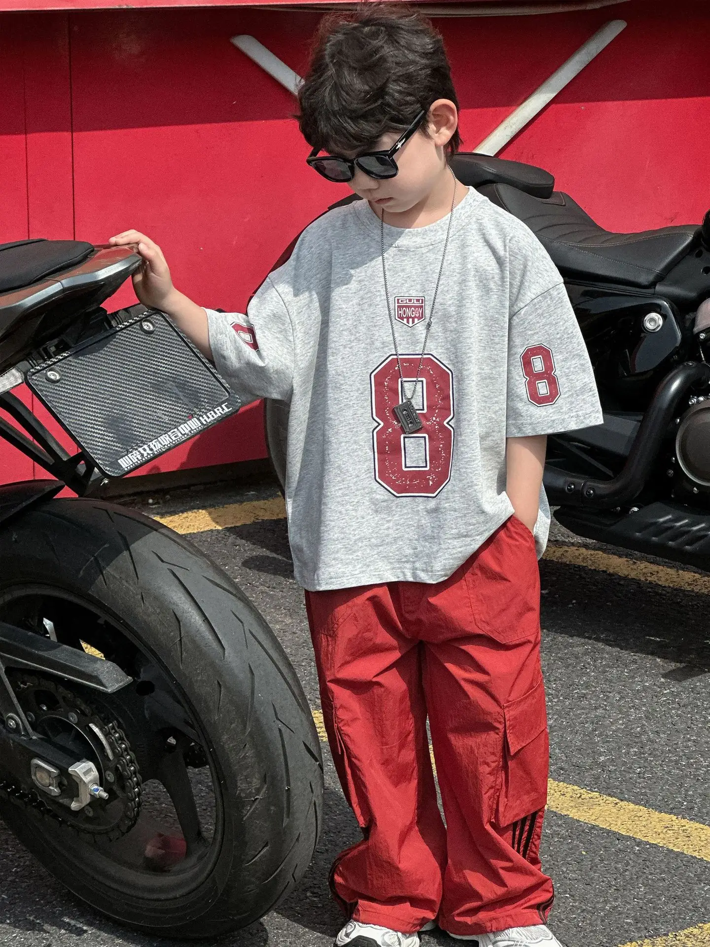Boys Cotton T-Shirt Red 8 Design Summer Wear - Image 3