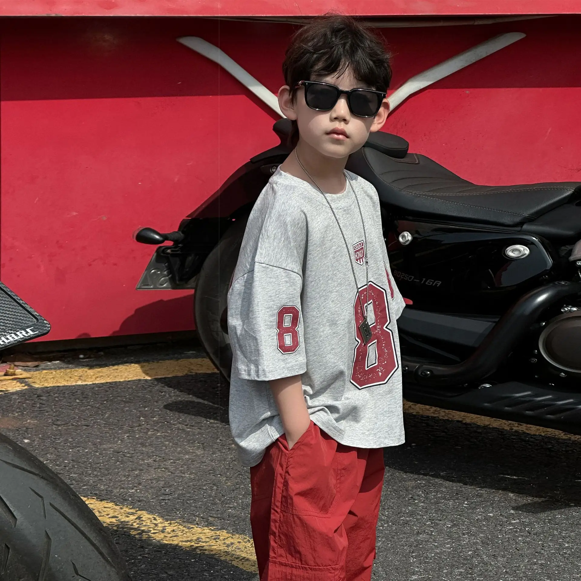 Boys Cotton T-Shirt Red 8 Design Summer Wear — feature 13