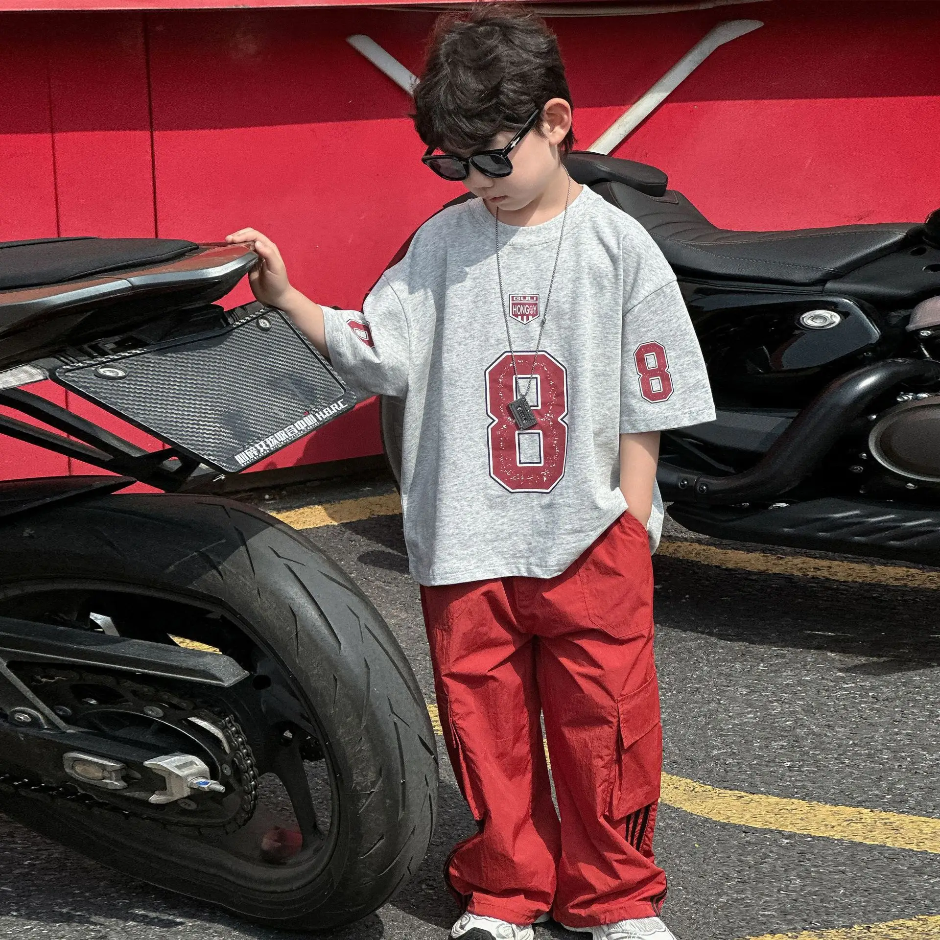 Boys Cotton T-Shirt Red 8 Design Summer Wear — feature 2