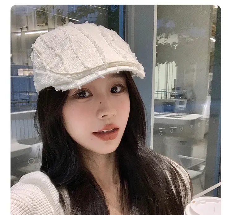 Japanese Style Forward Cap for Women White Textured — feature 12