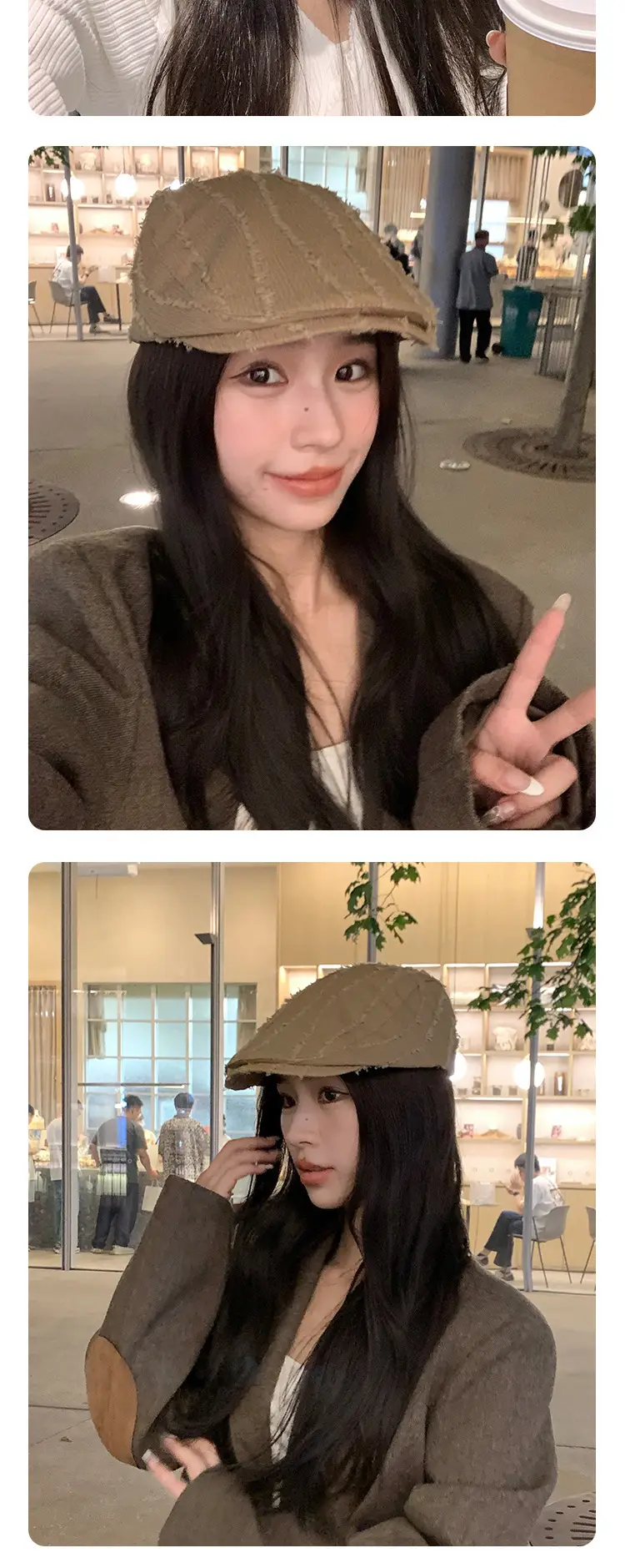 Japanese Style Forward Cap for Women White Textured — feature 13