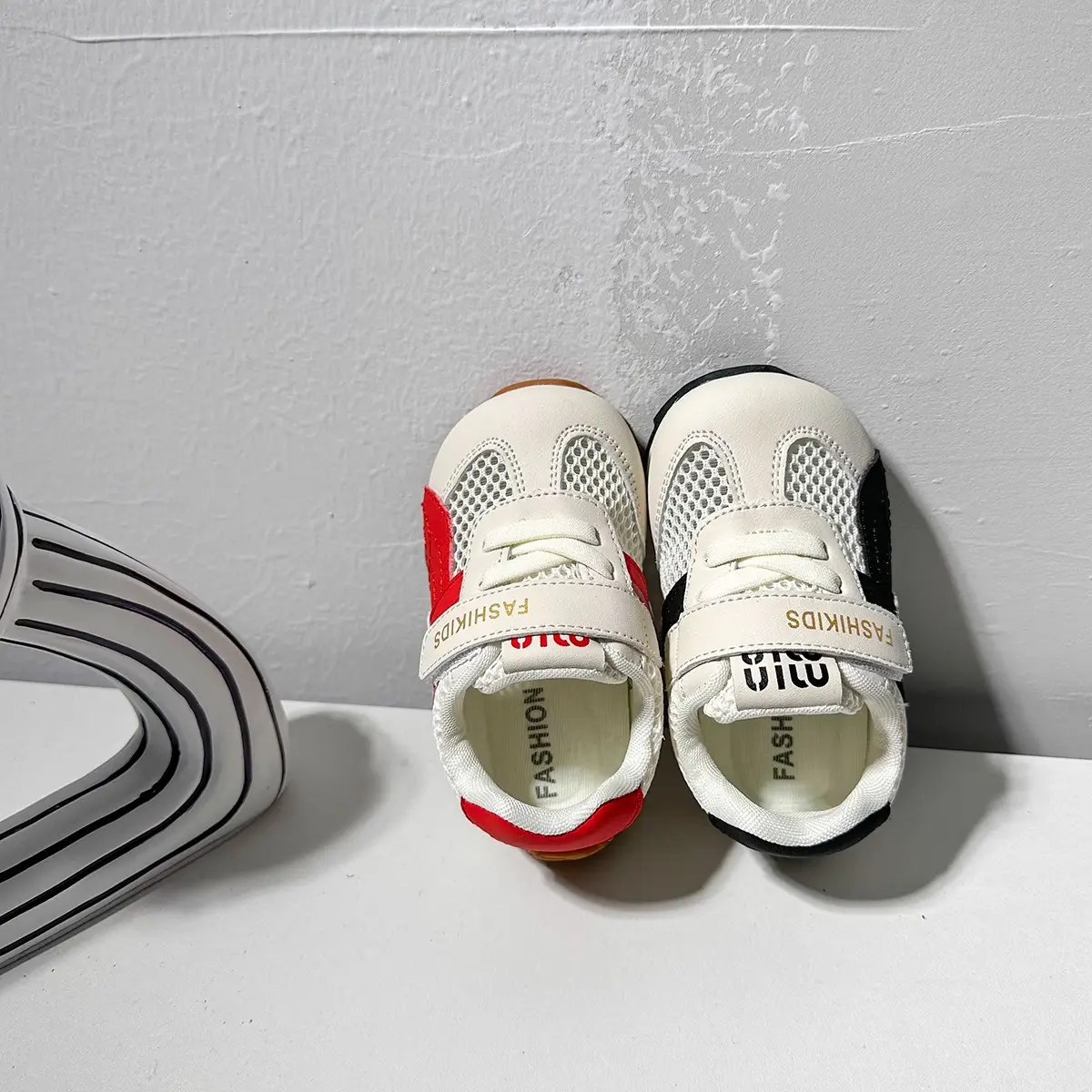 Kids Casual Sneakers White Red Strap Toddler Shoes - Image 6