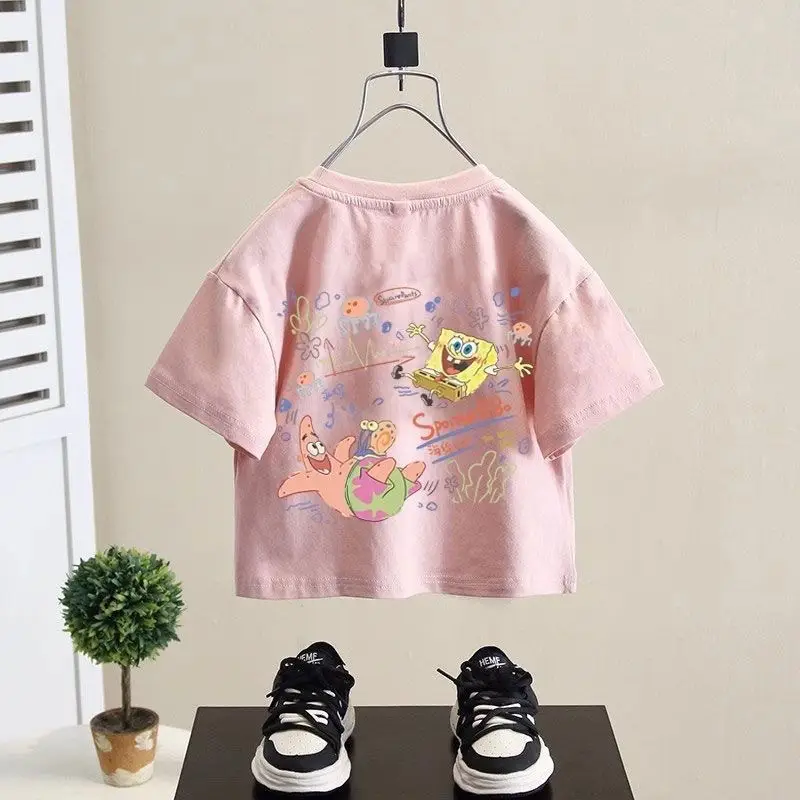 Boys Girls Cartoon Pink Cotton Summer Top Small Medium - Image 3