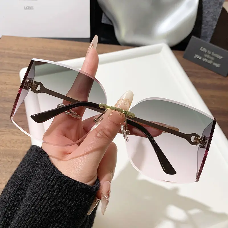 Retro Curved Sunglasses Pink Gradient Personalized Decor - Image 10