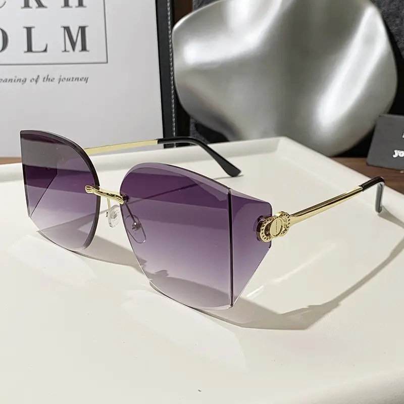 Retro Curved Sunglasses Pink Gradient Personalized Decor - Image 11