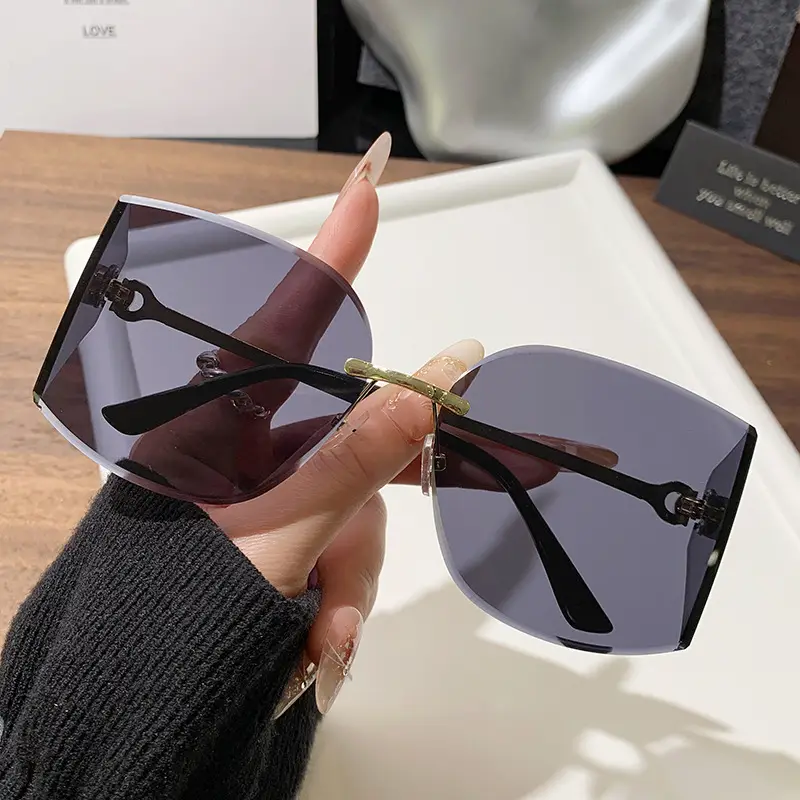 Retro Curved Sunglasses Pink Gradient Personalized Decor