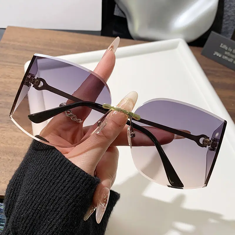 Retro Curved Sunglasses Pink Gradient Personalized Decor - Image 6
