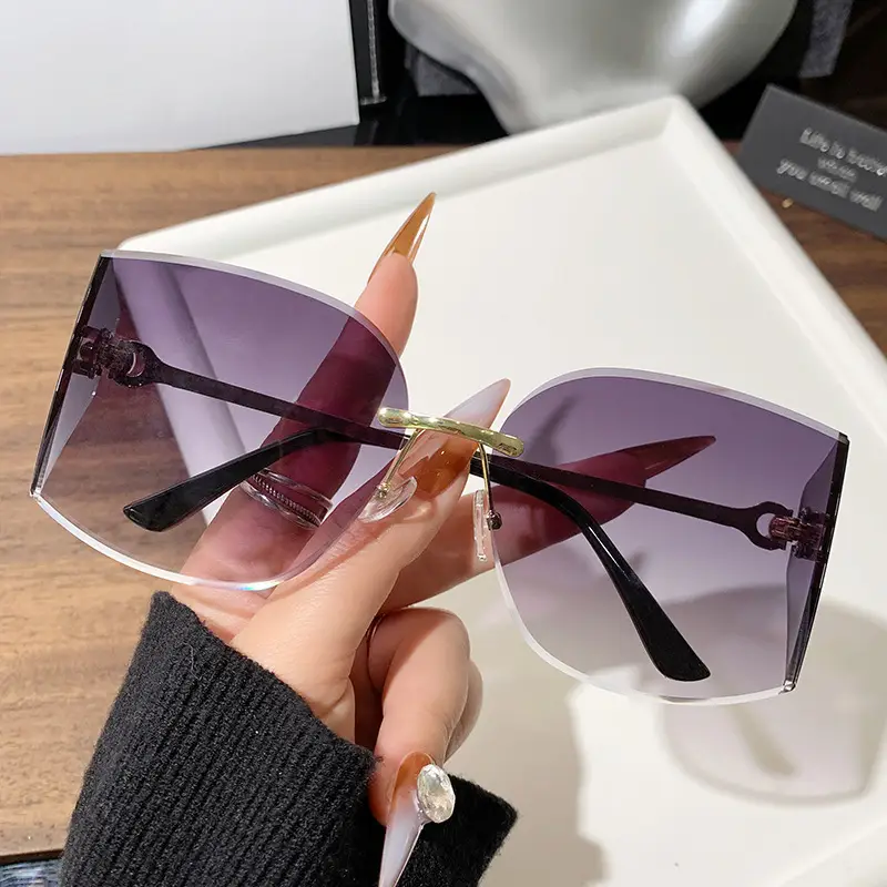 Retro Curved Sunglasses Pink Gradient Personalized Decor - Image 7