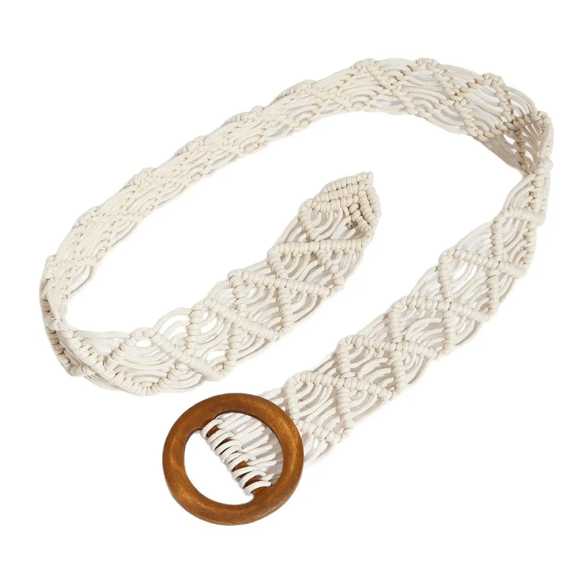 New Korean Style Cotton Linen Belt with Round Buckle