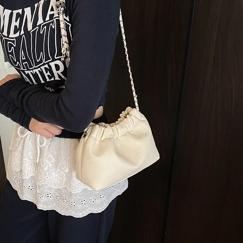 Red Korean Style Underarm Bag with Chain - Image 9