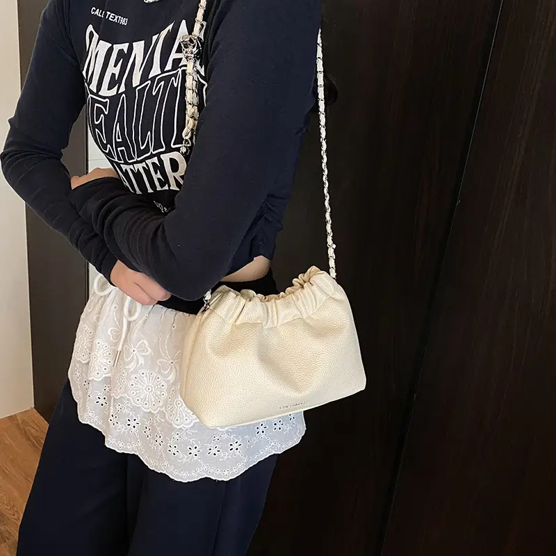 Red Korean Style Underarm Bag with Chain - Image 5