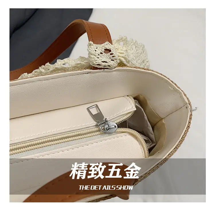 Women Straw Bag Large Capacity Woven Seaside Tote — feature 4