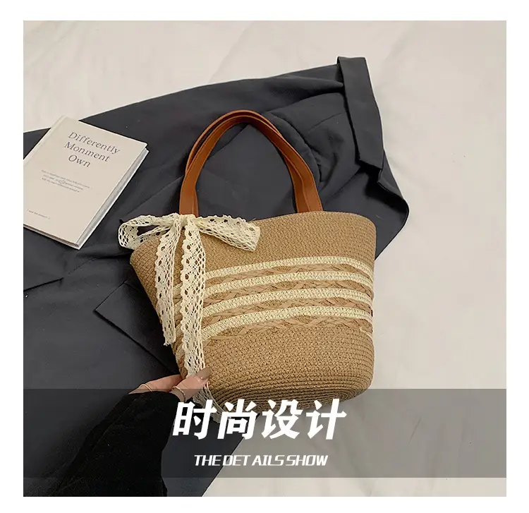 Women Straw Bag Large Capacity Woven Seaside Tote — feature 5