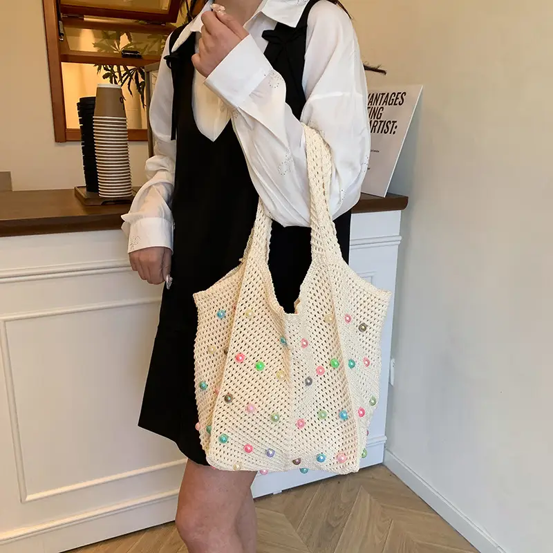 Women's Pastoral Hollow Woven Beach Tote Bag