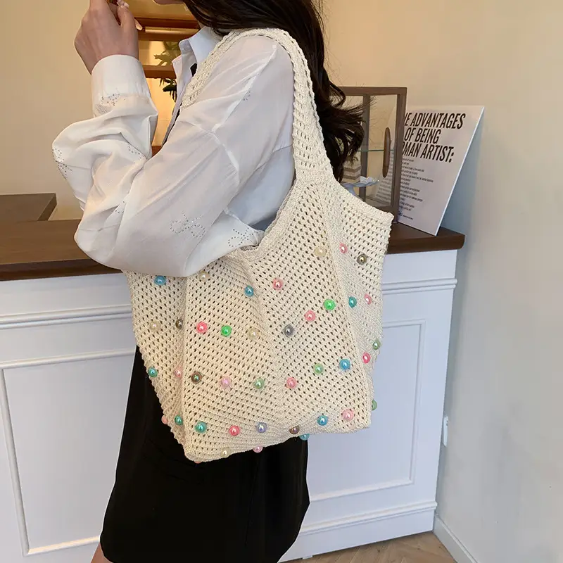 Women's Pastoral Hollow Woven Beach Tote Bag — feature 2