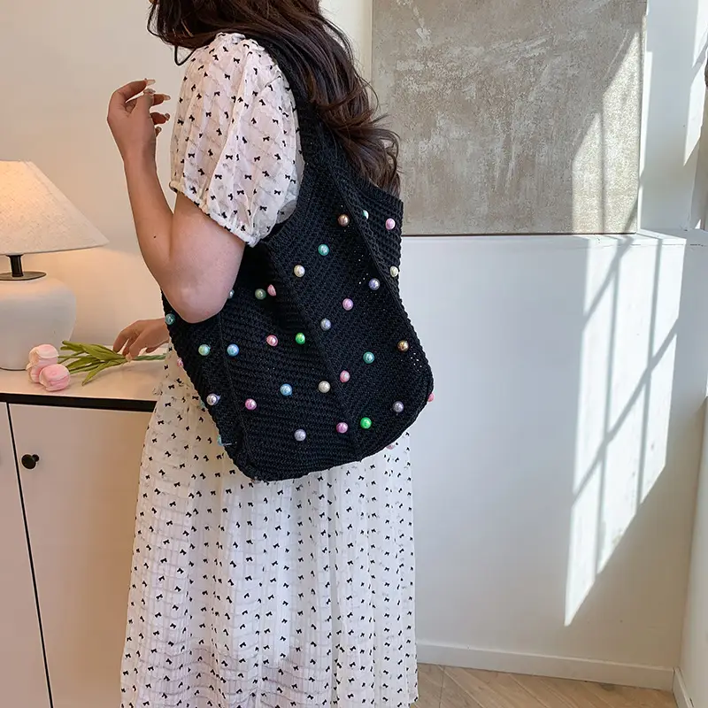 Women's Pastoral Hollow Woven Beach Tote Bag — feature 26