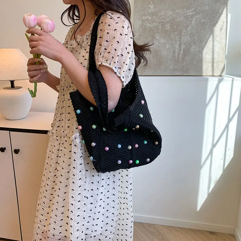 Women's Pastoral Hollow Woven Beach Tote Bag — feature 27