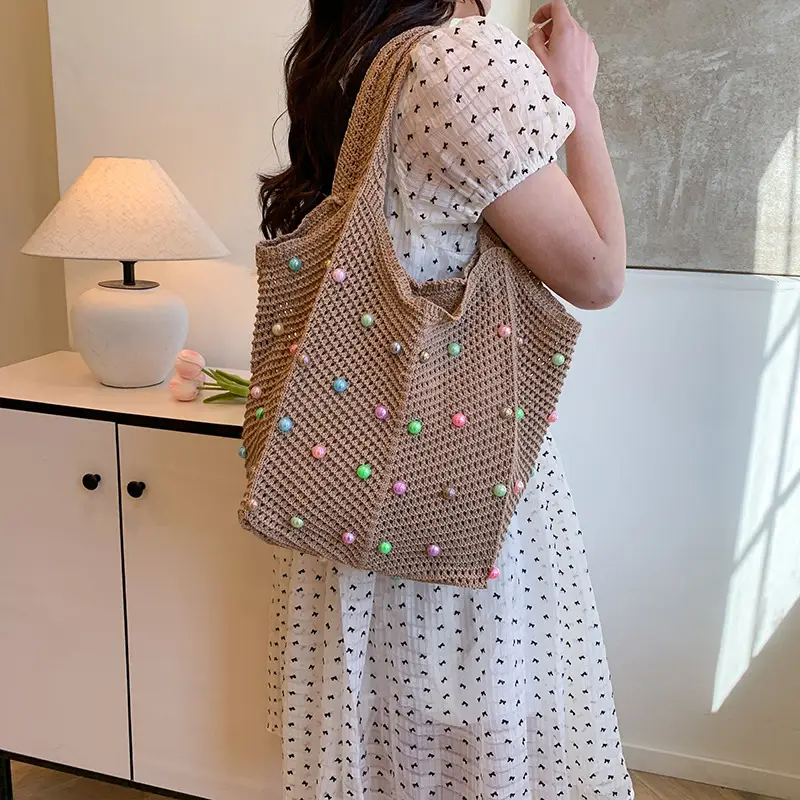 Women's Pastoral Hollow Woven Beach Tote Bag — feature 28