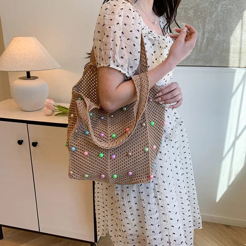 Women's Pastoral Hollow Woven Beach Tote Bag — feature 29
