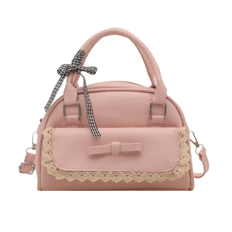 White Korean Style Shoulder Bag with Bow - Image 9