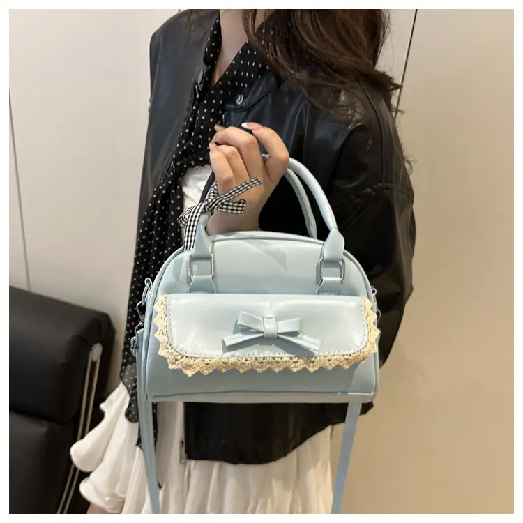 White Korean Style Shoulder Bag with Bow — feature 10