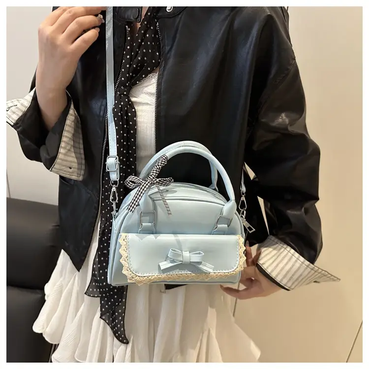 White Korean Style Shoulder Bag with Bow — feature 12