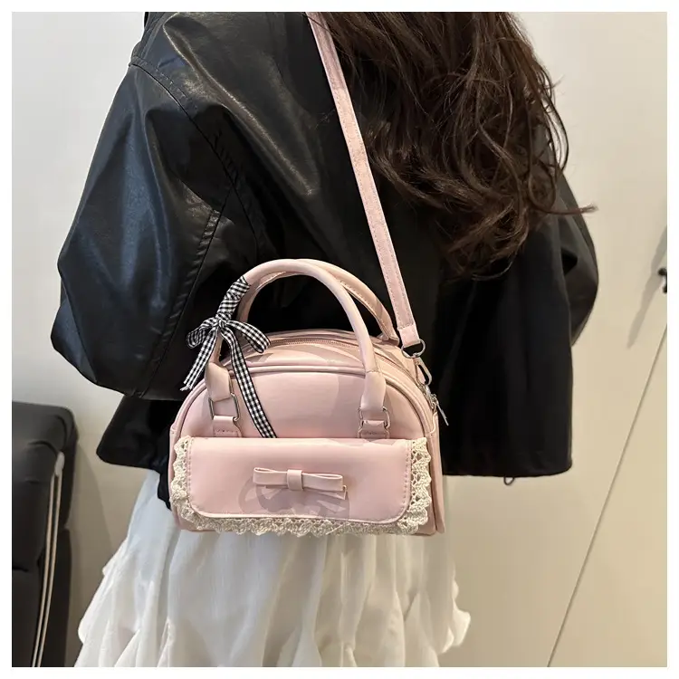 White Korean Style Shoulder Bag with Bow — feature 13