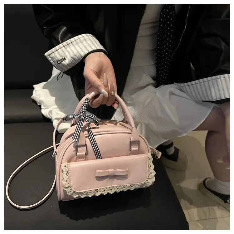 White Korean Style Shoulder Bag with Bow — feature 15