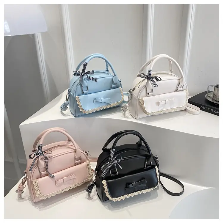 White Korean Style Shoulder Bag with Bow — feature 19