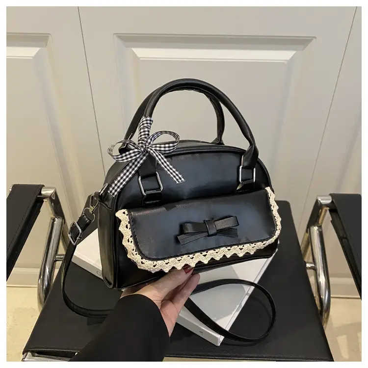 White Korean Style Shoulder Bag with Bow — feature 20