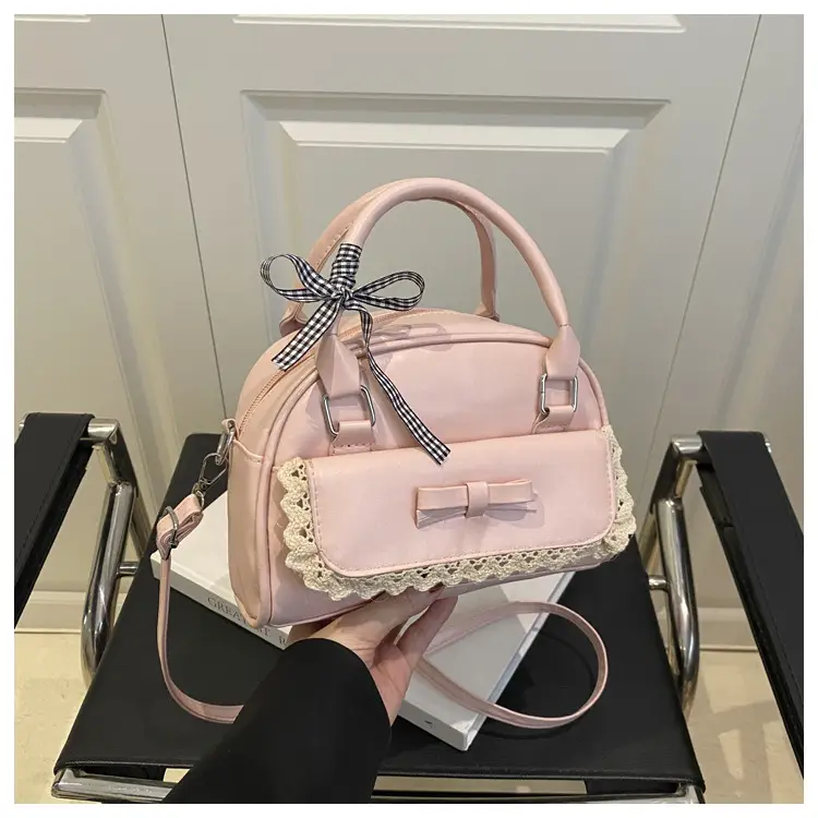 White Korean Style Shoulder Bag with Bow — feature 21