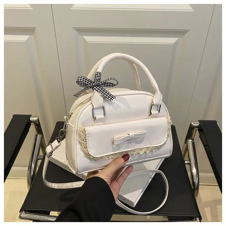 White Korean Style Shoulder Bag with Bow — feature 22
