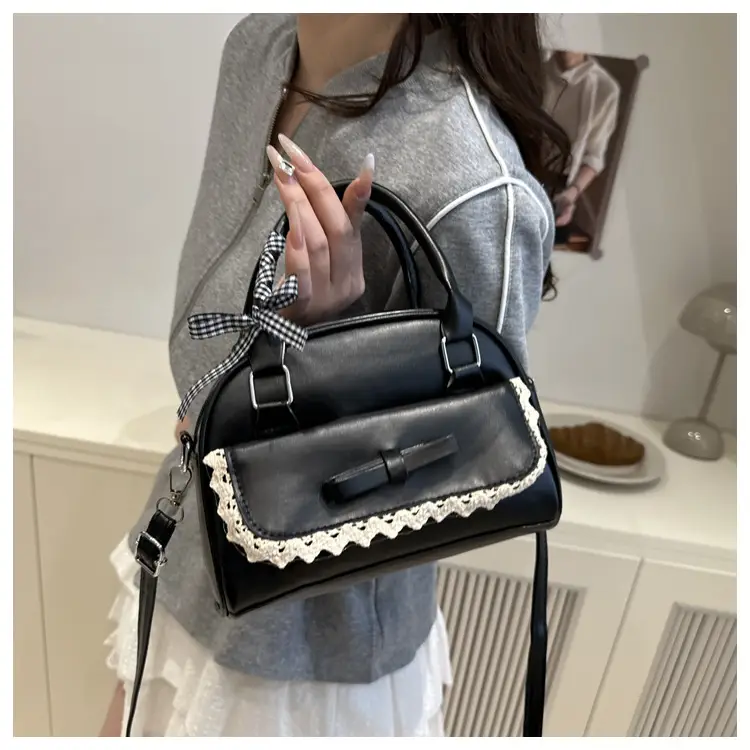 White Korean Style Shoulder Bag with Bow — feature 9