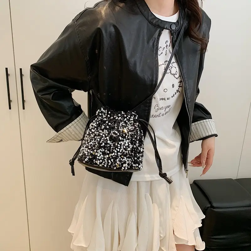 Women Sequin Bucket Bag 2025 Spring Fashion Commuter - Image 7
